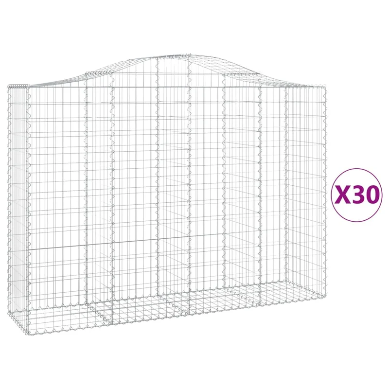 Cestas Gaviones 30 Uds Forma De Arco Hierro 200x50x140/160 Cm