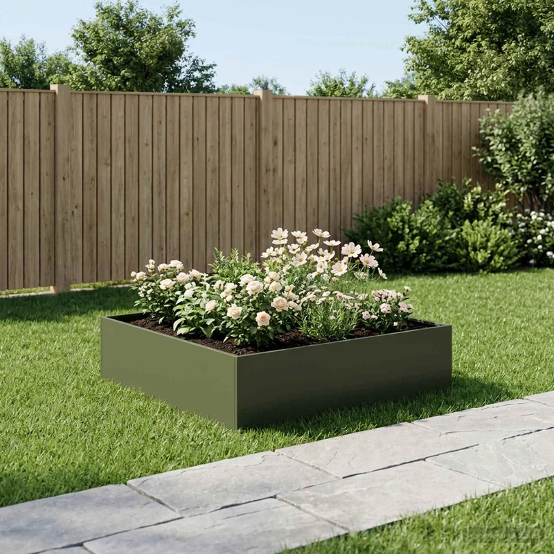 Macetero De Jardín Verde Oliva 80 X 80 X 30 Cm