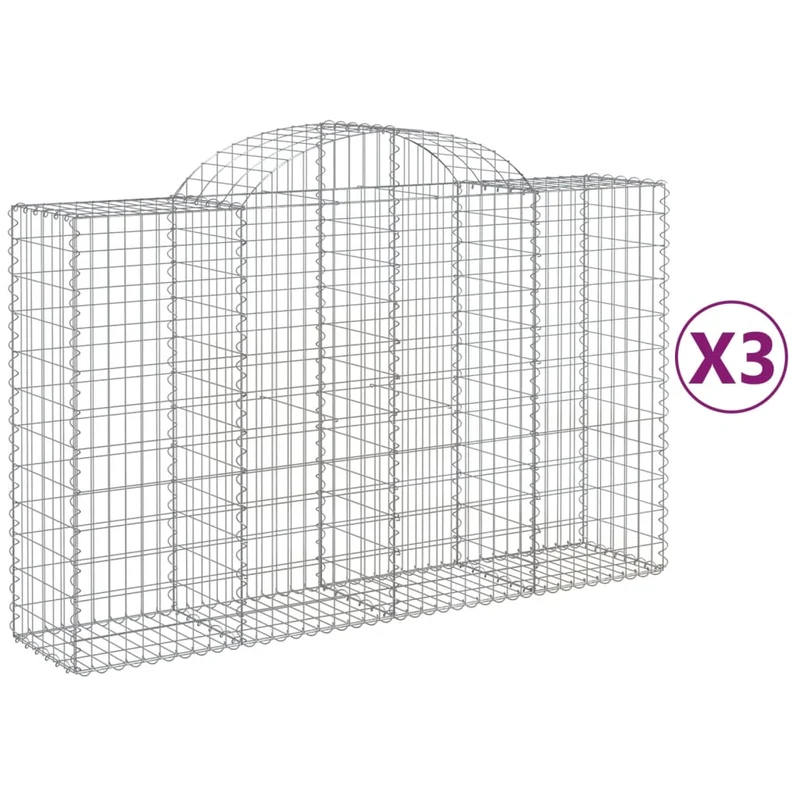Cestas De Gaviones 3 Uds Forma De Arco Hierro 200x50x120/140 Cm