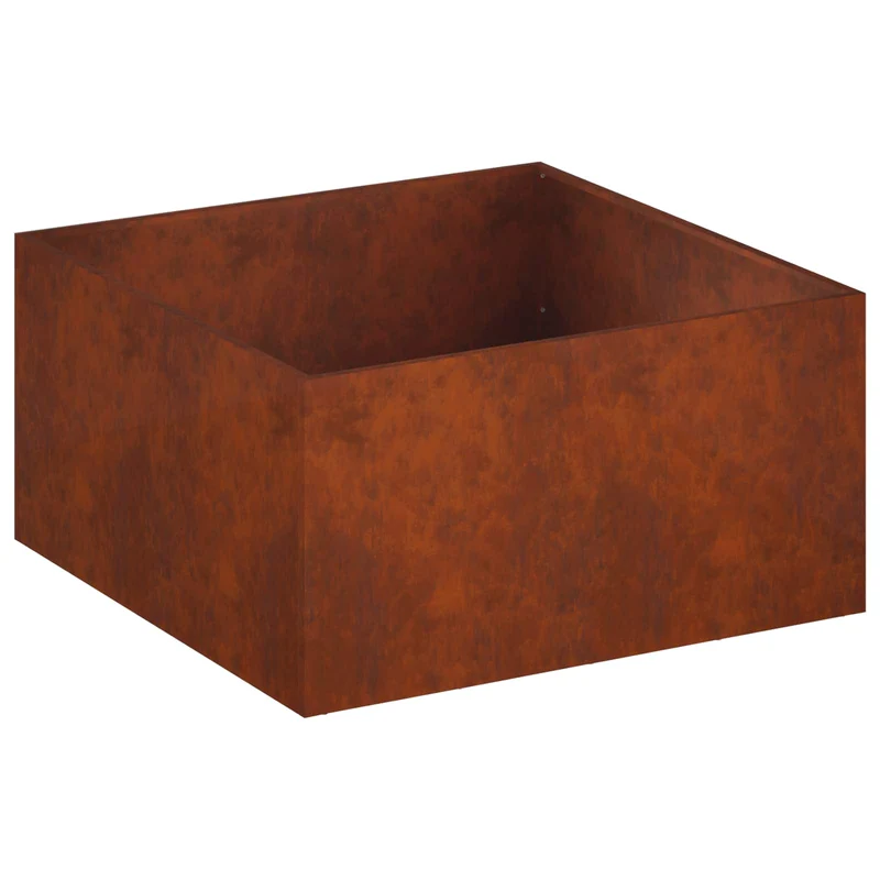 Macetero De Jardín Oxidado 80 X 80 X 40 Cm Acero Oxidado
