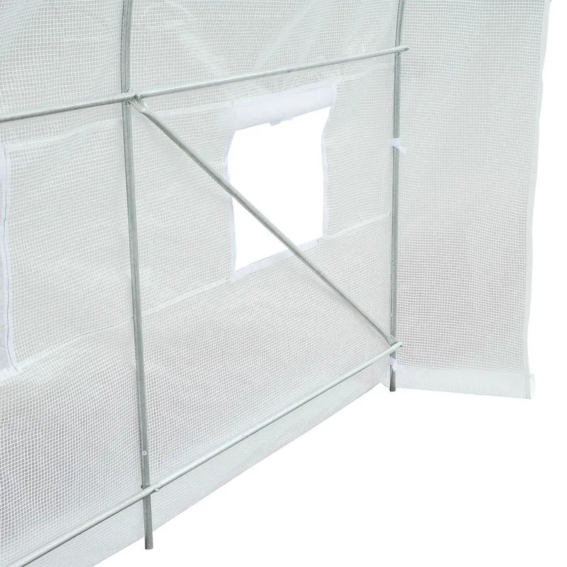 Outsunny Invernadero De Exterior 3,5x2x2 M Con 6 Ventanas De Malla Blanco