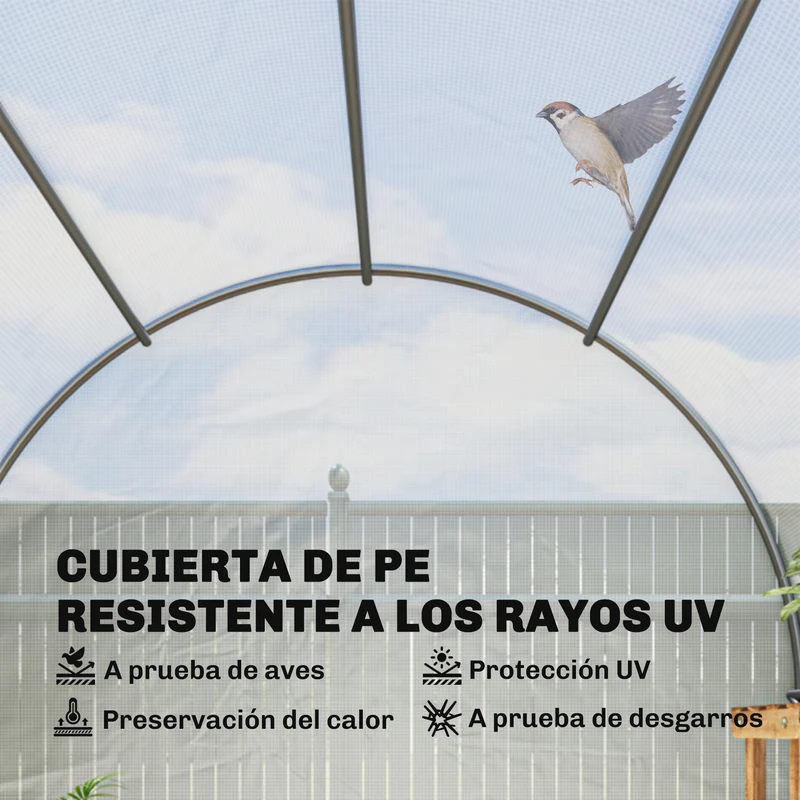 Outsunny Invernadero De Exterior 3,5x2x2 M Con 6 Ventanas De Malla Blanco