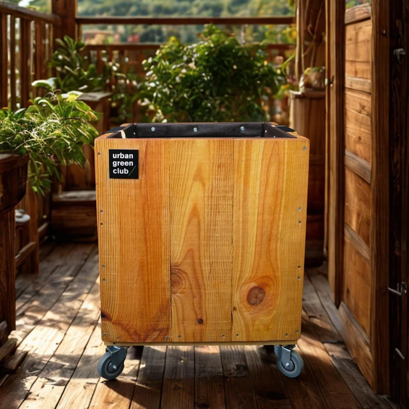 Módulo De Cultivo De Madera De Pino Urban Green Club - 50x50x60 Cm 100 L