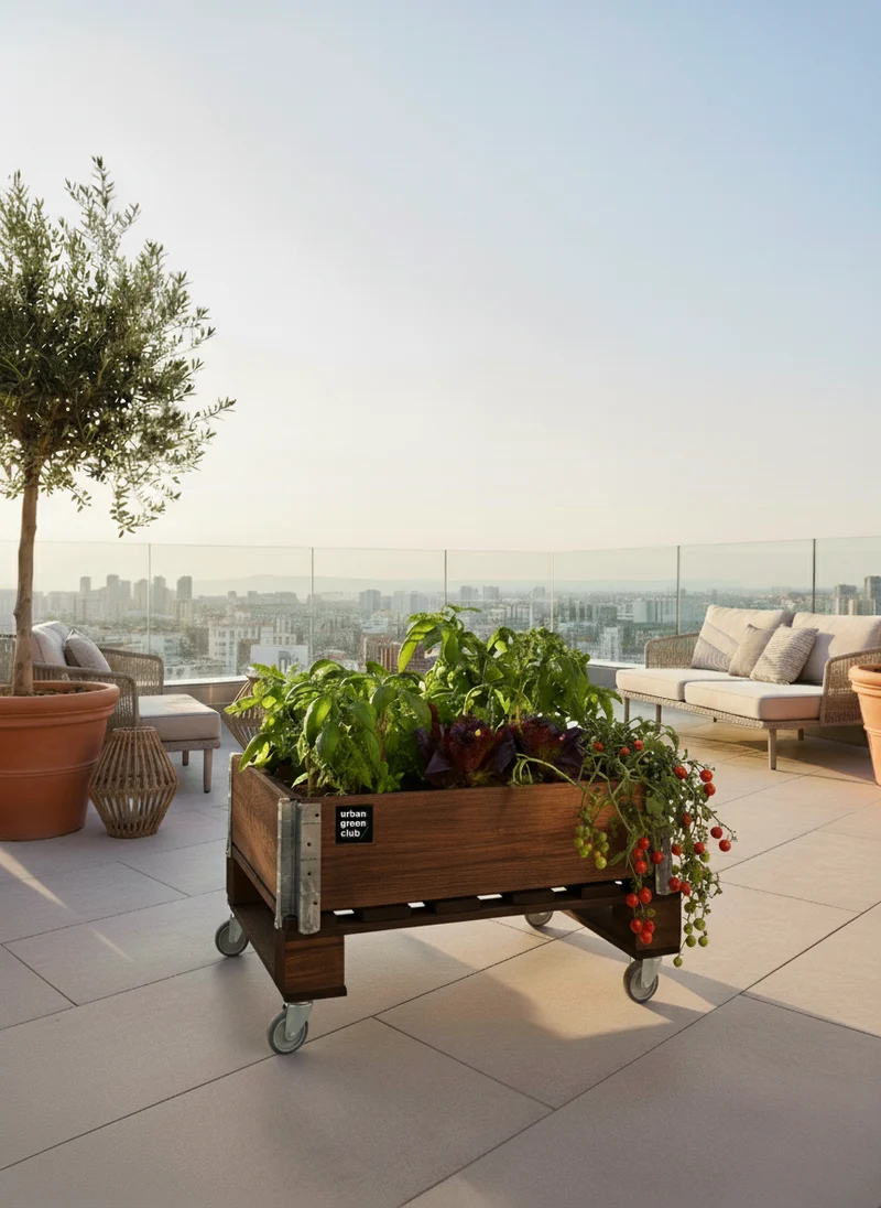 Bancal De Cultivo Mini De Madera De Pino Color Nogal Urban Green Club - 80x60x40 Cm 100 L