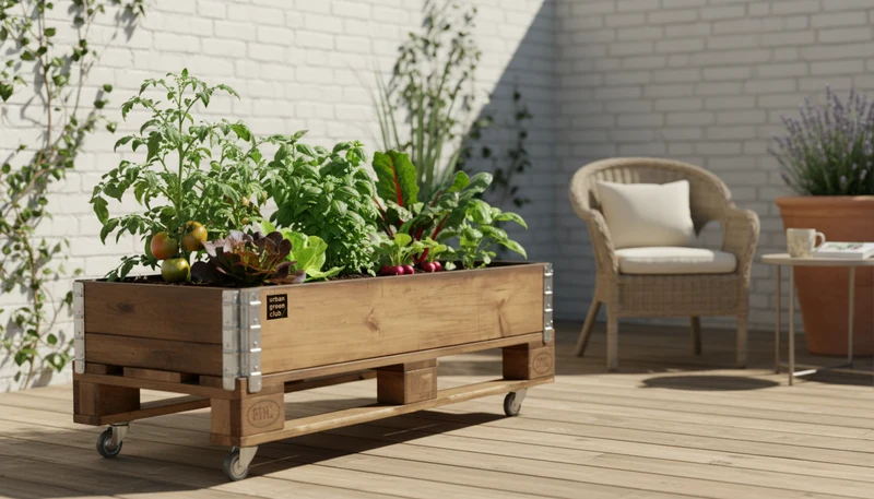 Bancal De Cultivo Pro De Madera De Pino Color Nogal Con Ruedas Urban Green Club - 120x80x40 Cm 200 L