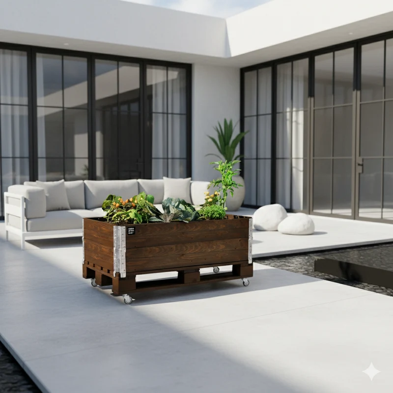 Bancal De Cultivo De Madera De Pino Color Nogal Urban Green Club - 120x80x50 Cm 400 L