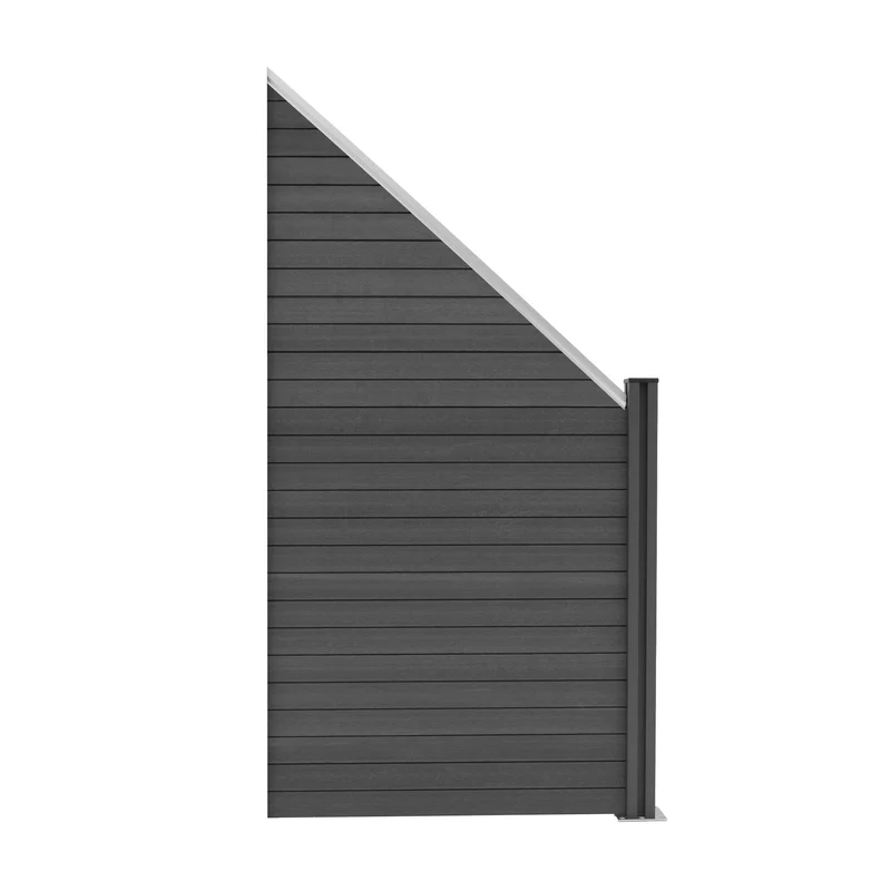 Vallas Para Exteriores De Wpc Y Aluminio - 1x Panel Oblicuo + 1x Poste | Gris