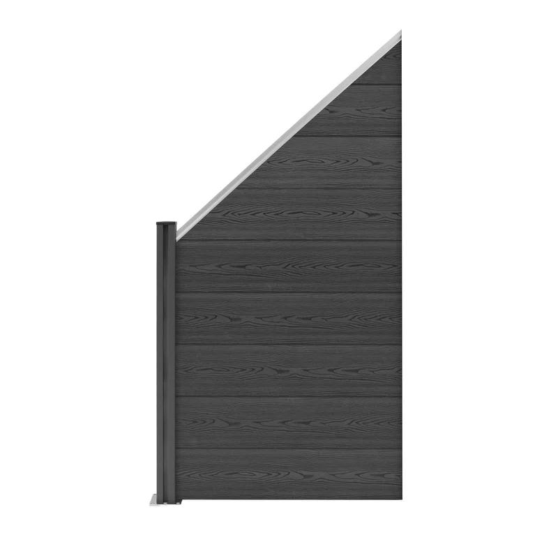 Vallas Para Exteriores De Wpc Y Aluminio - 1x Panel Oblicuo + 1x Poste | Gris