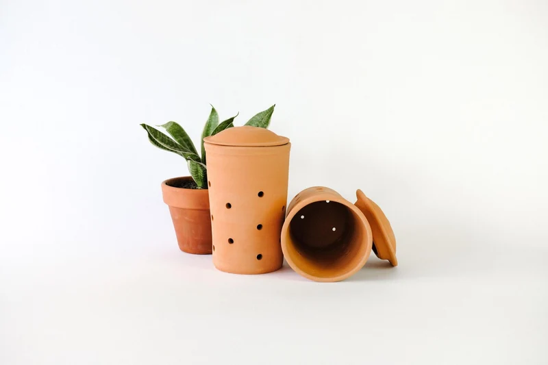 Compostador De Lombrices De Cerámica Para Residuos Orgánicos Urban Green Club - 13x13x20 Cm 2 L