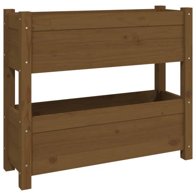 Jardinera De Madera Maciza De Pino Marrón Miel 77x25x66 Cm