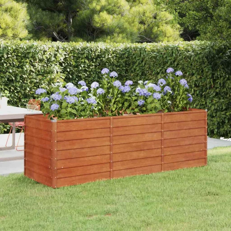 Arriate Oxidado De Acero Corten 240x80x77 Cm