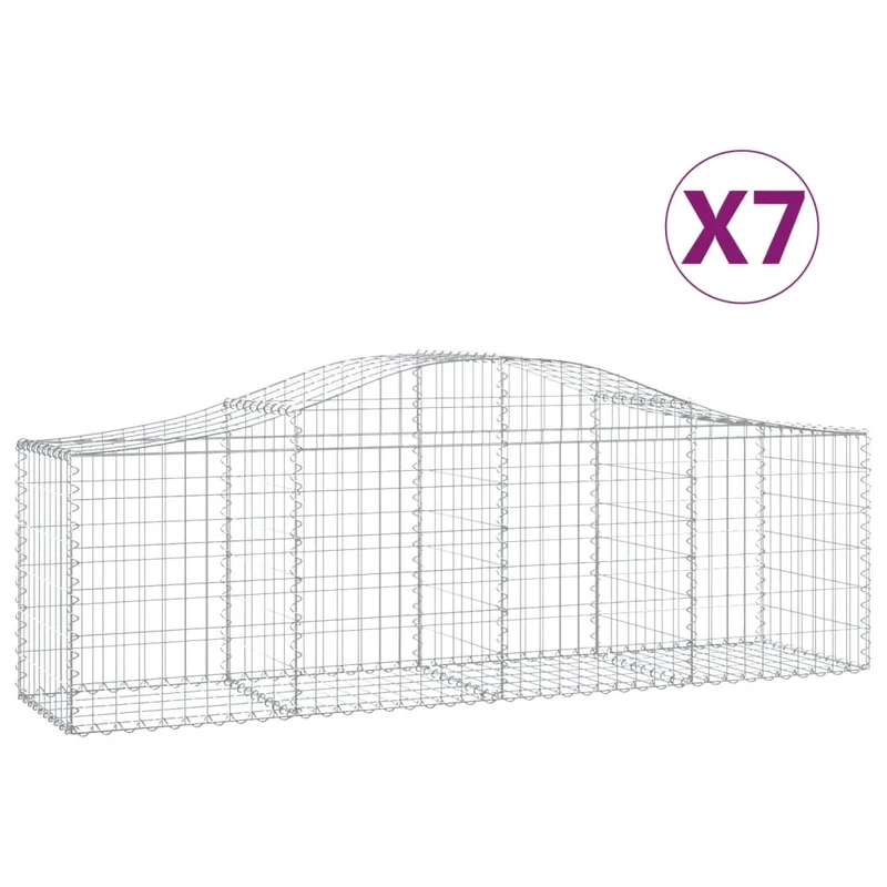 Cestas De Gaviones 7 Uds Forma De Arco Hierro 200x50x60/80 Cm