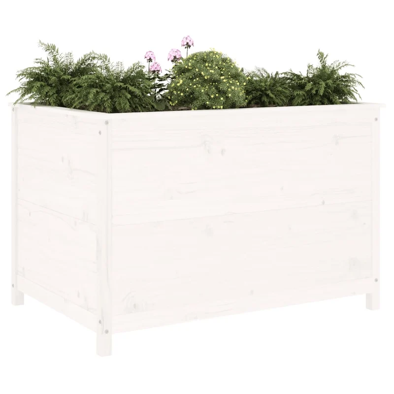 Arriate Elevado De Jardín Madera De Pino Blanco 119,5x82,5x78cm