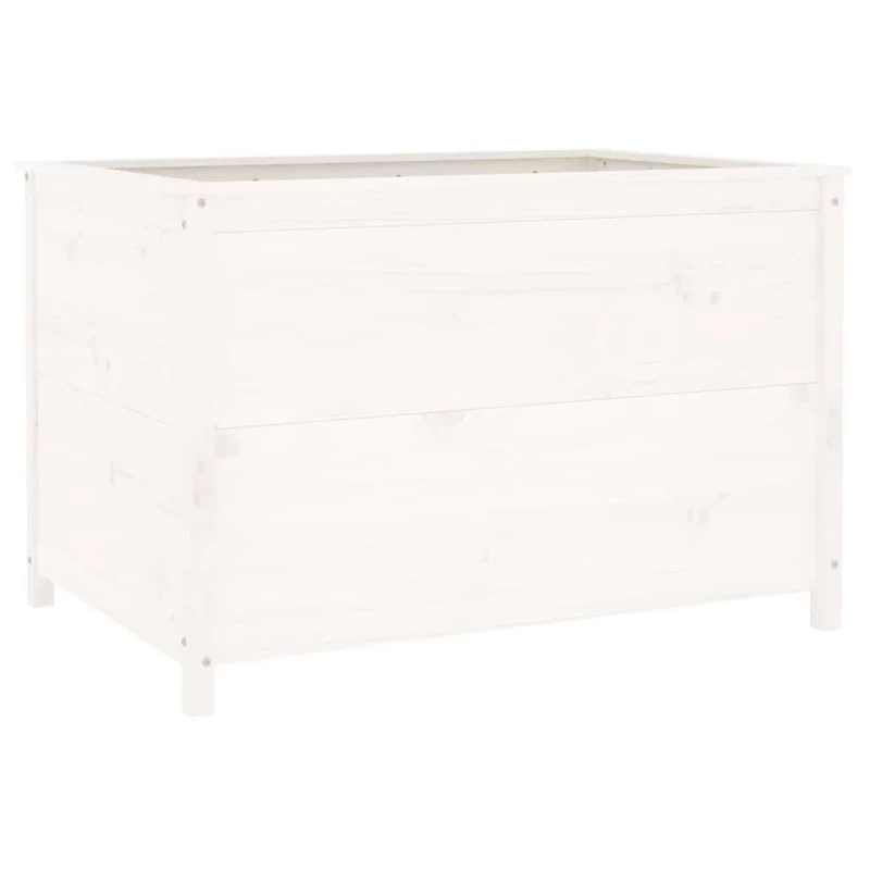 Arriate Elevado De Jardín Madera De Pino Blanco 119,5x82,5x78cm