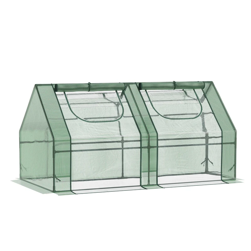 Outsunny Invernadero Pequeño Con Cubierta Doble 180x90x90 Cm Verde