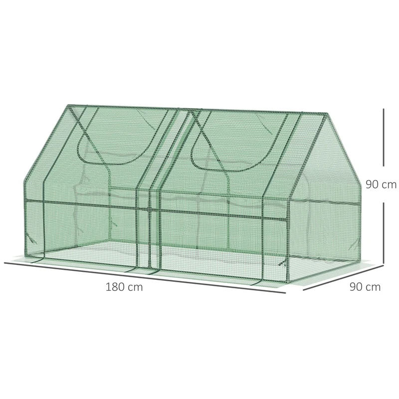 Outsunny Invernadero Pequeño Con Cubierta Doble 180x90x90 Cm Verde