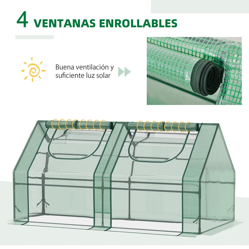 Outsunny Invernadero Pequeño Con Cubierta Doble 180x90x90 Cm Verde