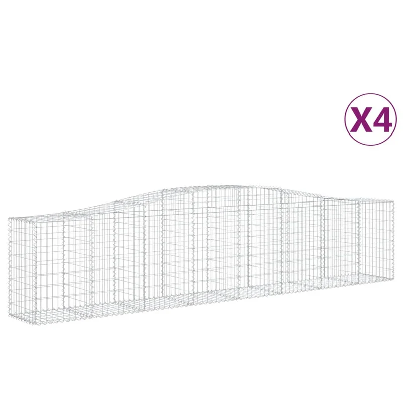Cestas De Gaviones 4 Uds Forma De Arco Hierro 400x50x80/100 Cm
