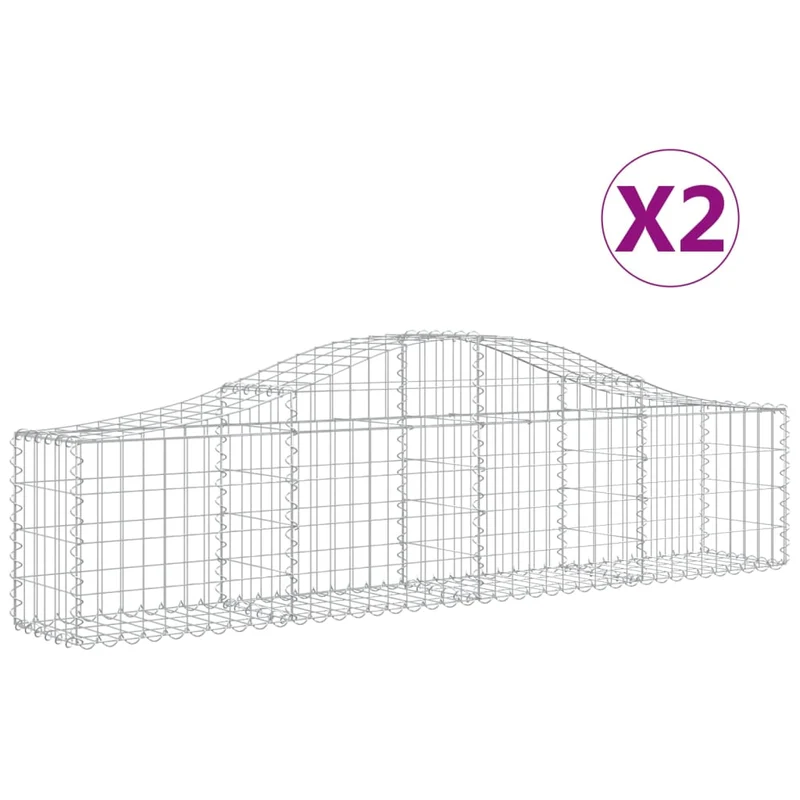 Cestas De Gaviones 2 Uds Forma De Arco Hierro 200x30x40/60 Cm