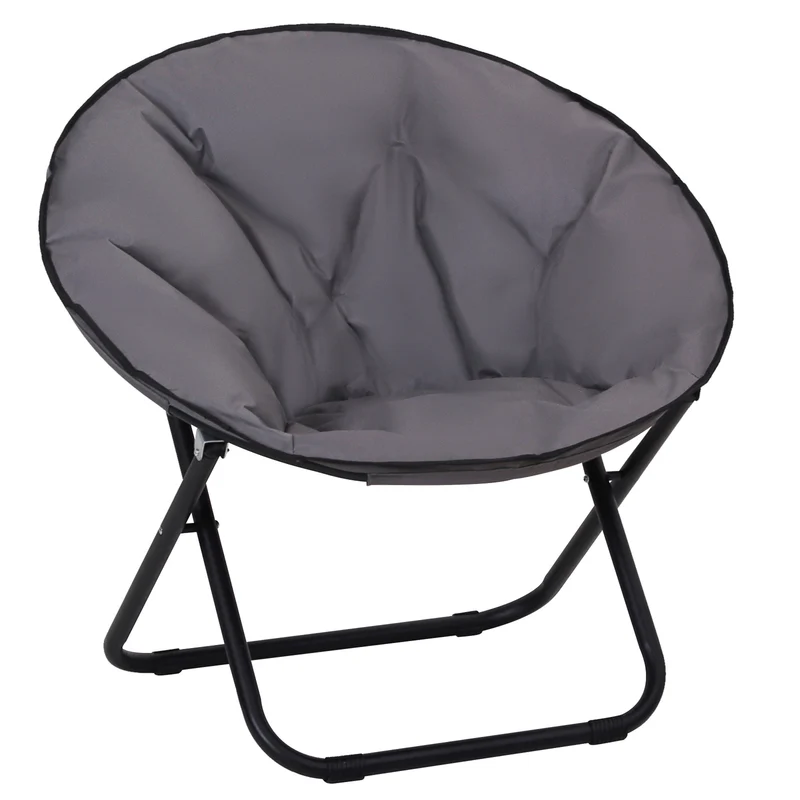 Outsunny Silla De Luna Plegable Con Asiento De Tela Oxford Y Patas De Metal 80x80x75 Cm Gris