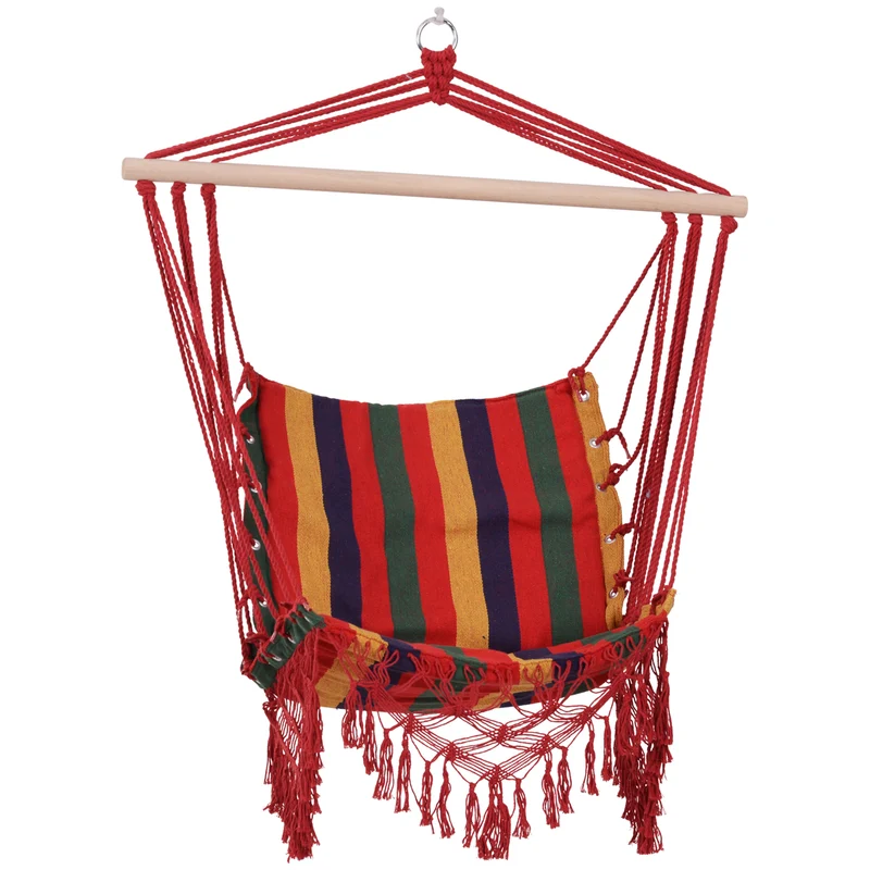 Outsunny Silla Colgante Algodón Poliéster 100 Kg Interior Exterior 100x60x100 Cm
