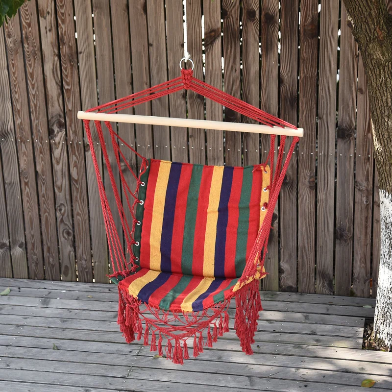 Outsunny Silla Colgante Algodón Poliéster 100 Kg Interior Exterior 100x60x100 Cm