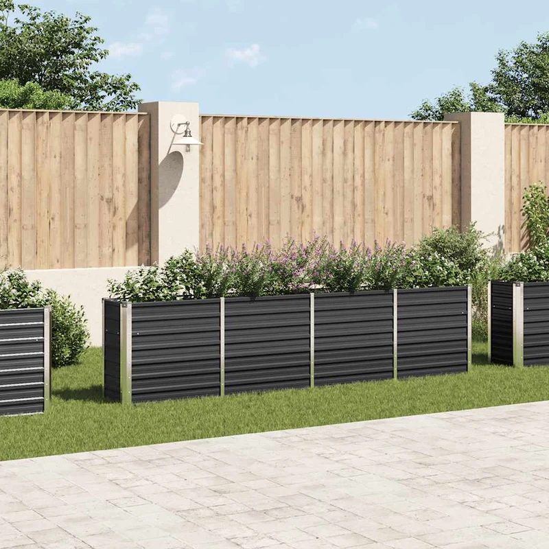 Jardinera Elevada Acero Galvanizado Gris Antracita 320x40x77 Cm