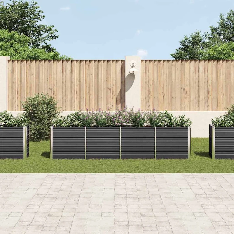Jardinera Elevada Acero Galvanizado Gris Antracita 320x40x77 Cm