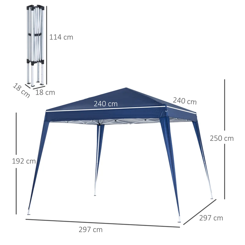 Outsunny Carpa Plegable 2,4x2,4x2,5 M De Jardín Diseño Pop Up Cenador De Acero