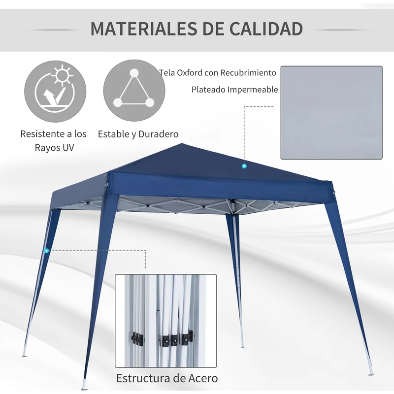 Outsunny Carpa Plegable 2,4x2,4x2,5 M De Jardín Diseño Pop Up Cenador De Acero