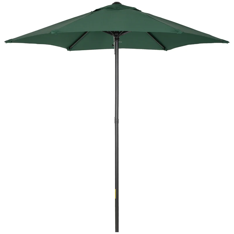 Outsunny Sombrilla Jardín Ø2x2 M Parasol De Aluminio Con Poste Desmontable Verde
