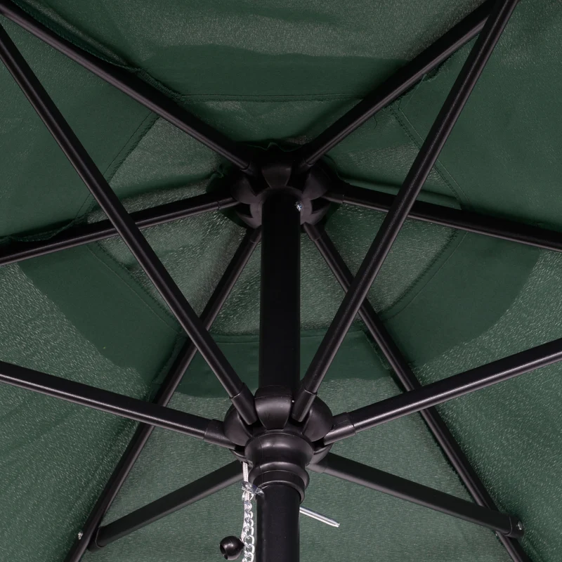 Outsunny Sombrilla Jardín Ø2x2 M Parasol De Aluminio Con Poste Desmontable Verde