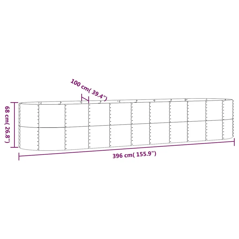 Jardinera Arriate Acero Galvanizado Antracita 396x100x68cm