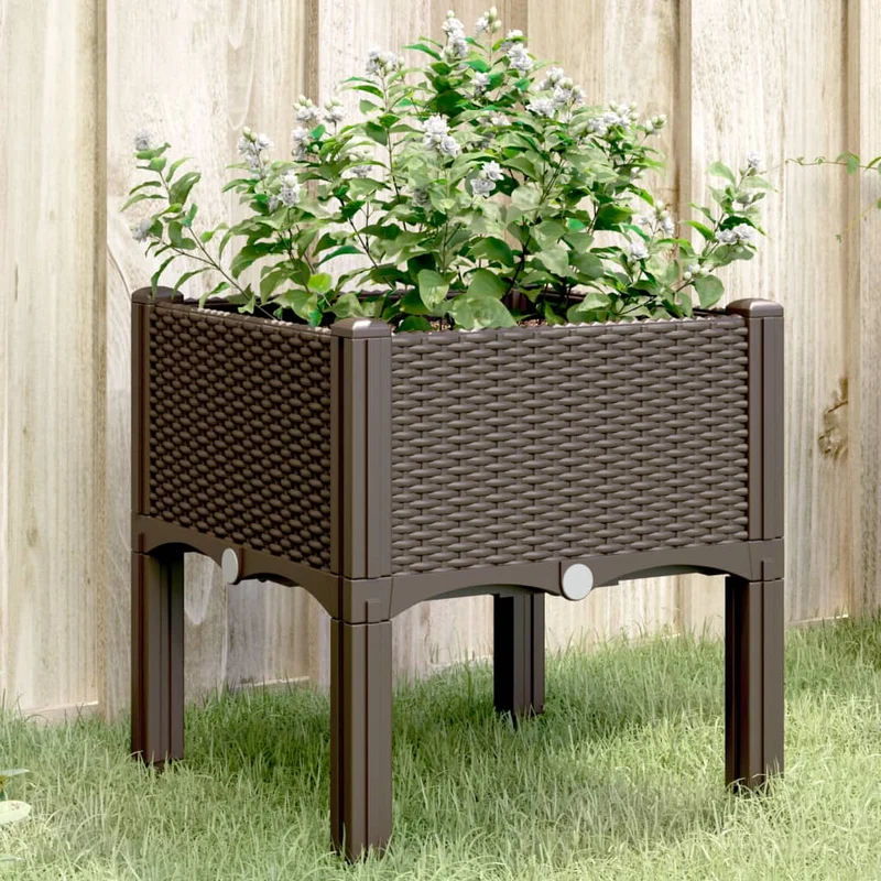 Jardinera Con Patas Pp Marrón 40x40x42 Cm