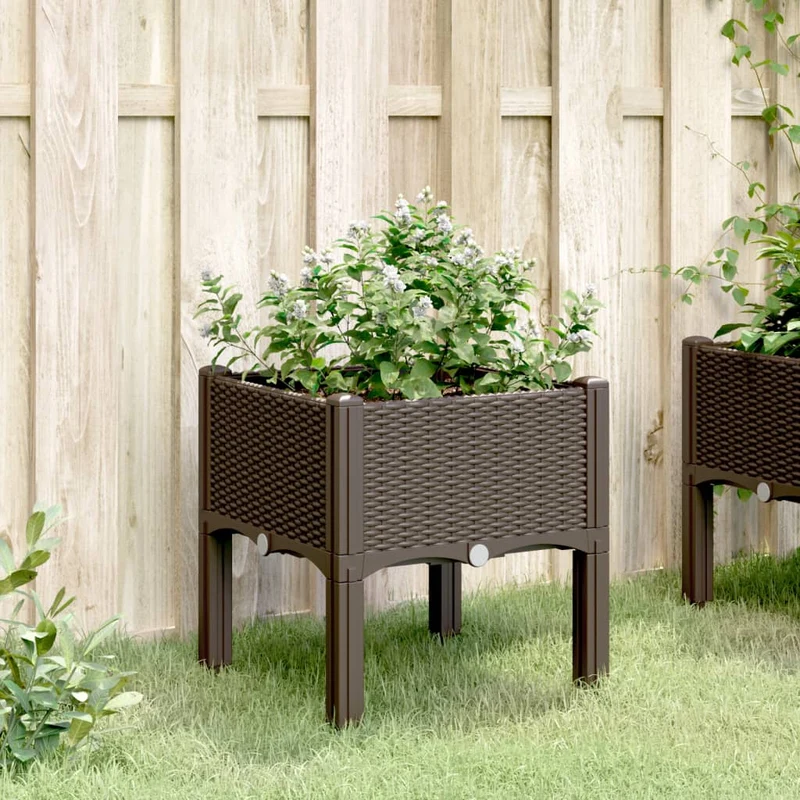 Jardinera Con Patas Pp Marrón 40x40x42 Cm