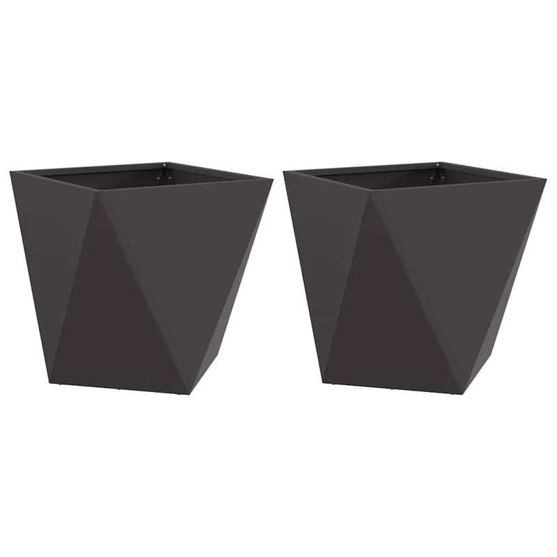 Jardinera 2 Uds. Negro 50 X 50 X 50 Cm Acero