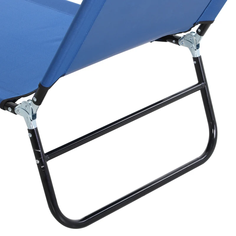 Outsunny Tumbona Plegable Reclinable Ajustable De 5 Posiciones 188x56x28cm Azul