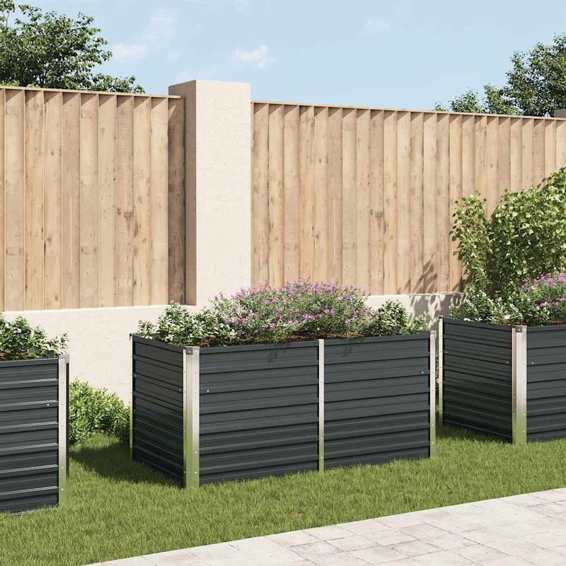 Jardinera Elevada Acero Galvanizado Gris Antracita 160x80x77cm