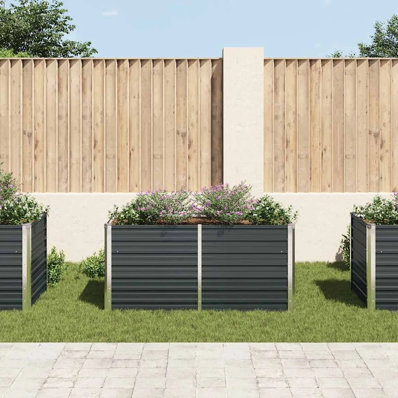 Jardinera Elevada Acero Galvanizado Gris Antracita 160x80x77cm