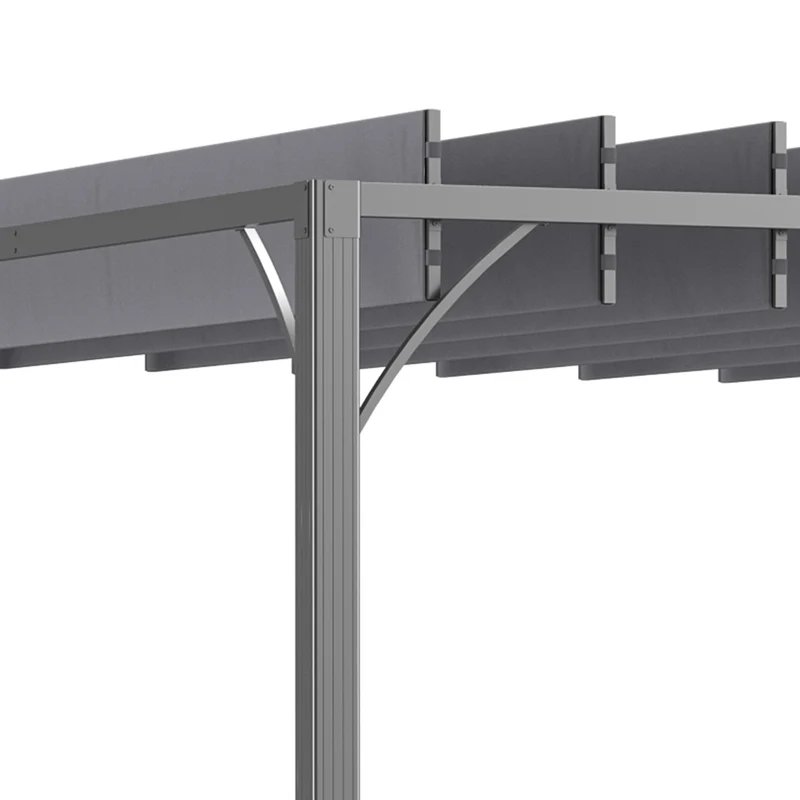 Outsunny Pérgola 3x3 M Con Diseño De Lamas Superior Giratorio Hasta 135° Gris