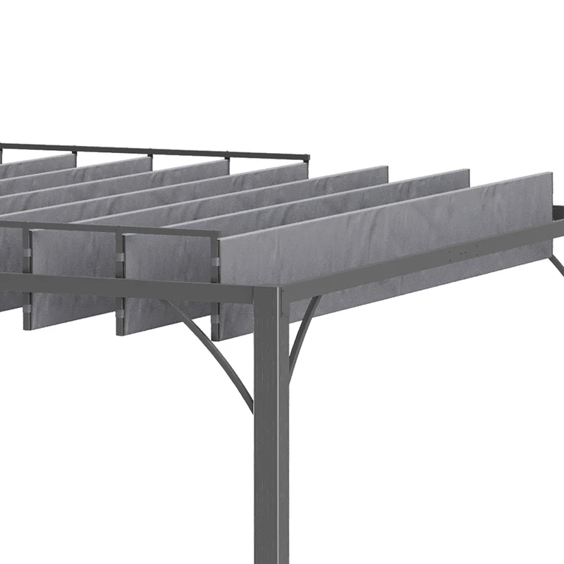 Outsunny Pérgola 3x3 M Con Diseño De Lamas Superior Giratorio Hasta 135° Gris