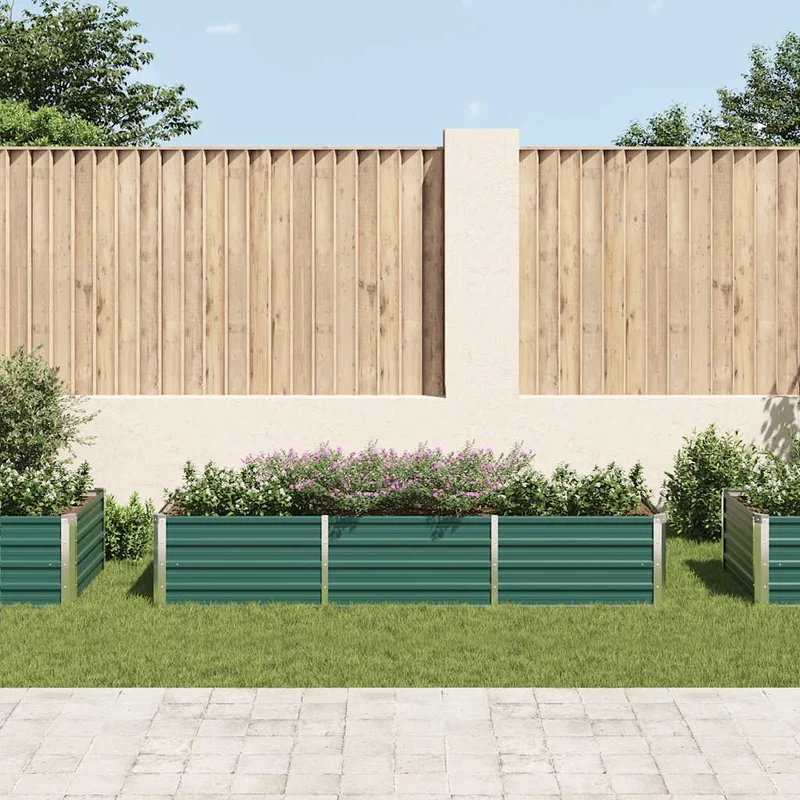 Arriate De Jardín De Acero Galvanizado Verde 240x80x45 Cm