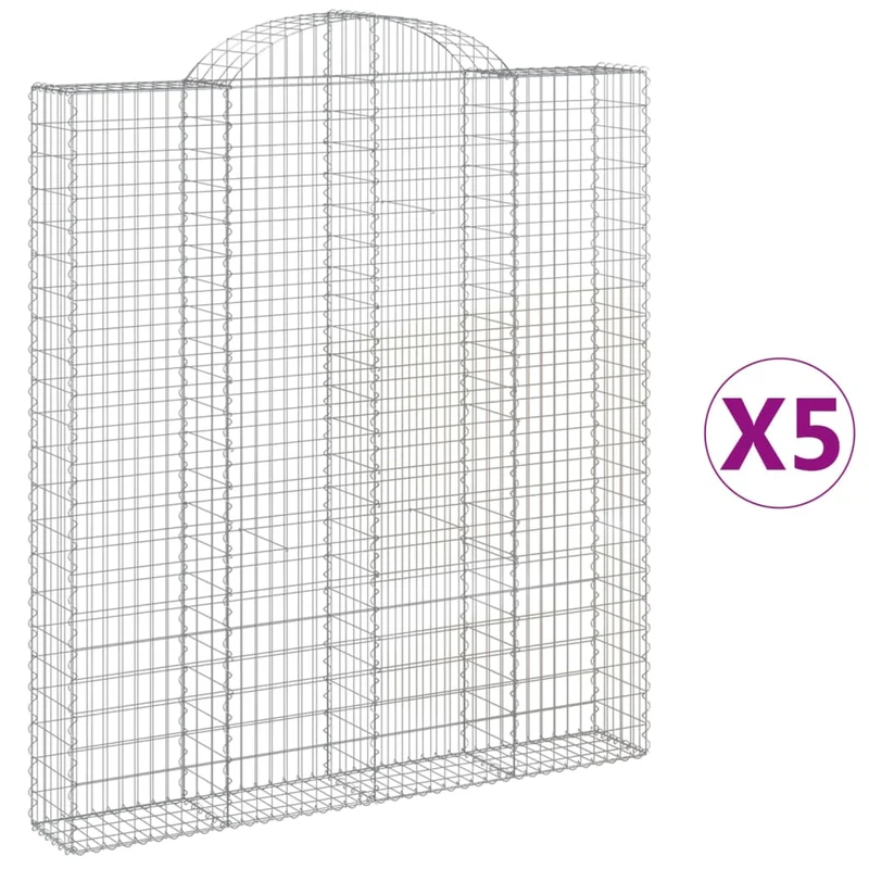 Cestas De Gaviones 5 Uds Forma De Arco Hierro 200x30x220/240 Cm