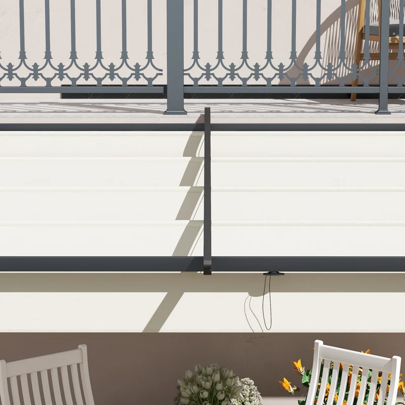 Outsunny Pérgola De Pared 3x3 M Con Techo Retráctil De Poliéster Crema Y Gris