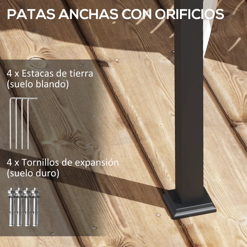 Outsunny Pérgola De Pared 3x3 M Con Techo Retráctil De Poliéster Crema Y Gris