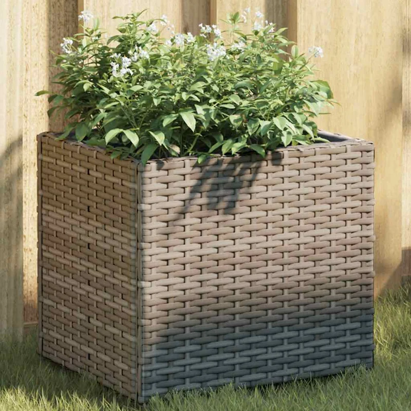 Jardineras 2 Unidades Ratán Sintético Gris 36x30x32 Cm