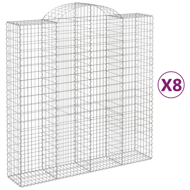 Cestas De Gaviones 8 Uds Forma De Arco Hierro 200x50x200/220 Cm