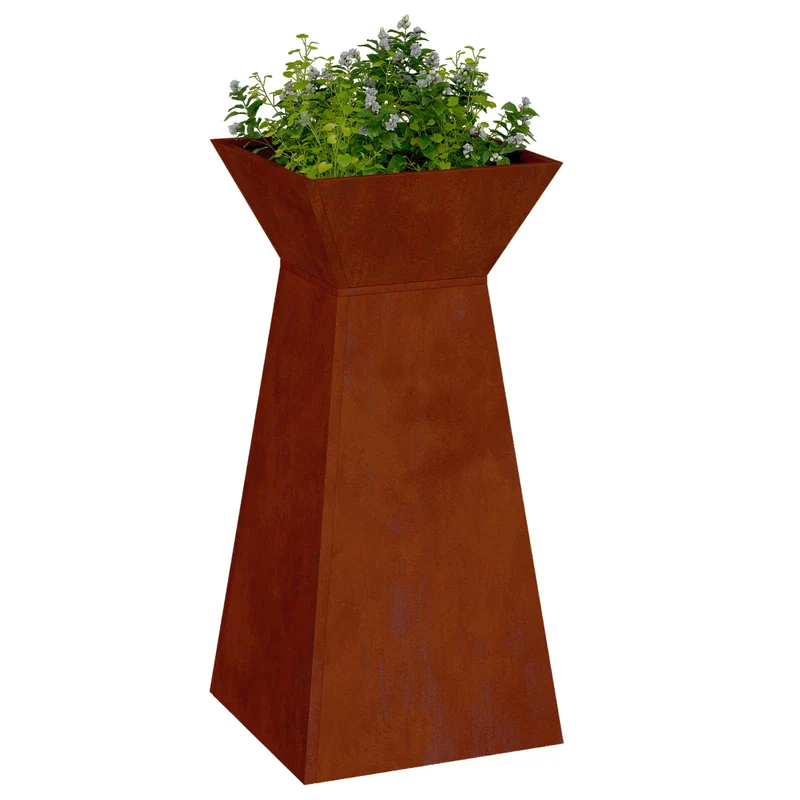 Maceta Pilar 2 Uds. Oxidado 35 X 35 X 73 Cm Acero Oxidado