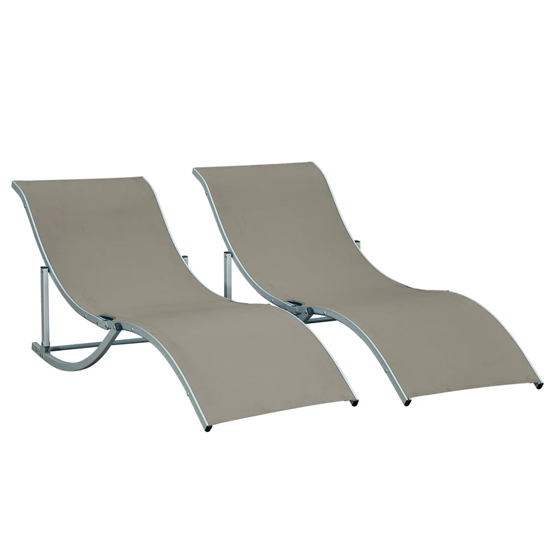 Outsunny 2 Tumbonas Plegables Forma De S Aluminio Texteline Para Terraza Gris