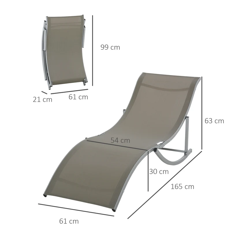 Outsunny 2 Tumbonas Plegables Forma De S Aluminio Texteline Para Terraza Gris